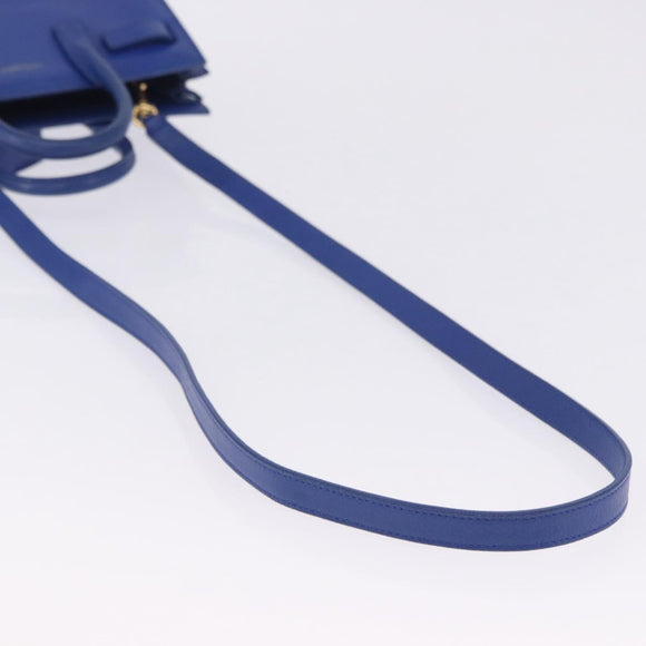 SAINT LAURENT Sac De Joule Nano Hand Bag Leather 2way Blue Gold Auth LN132V