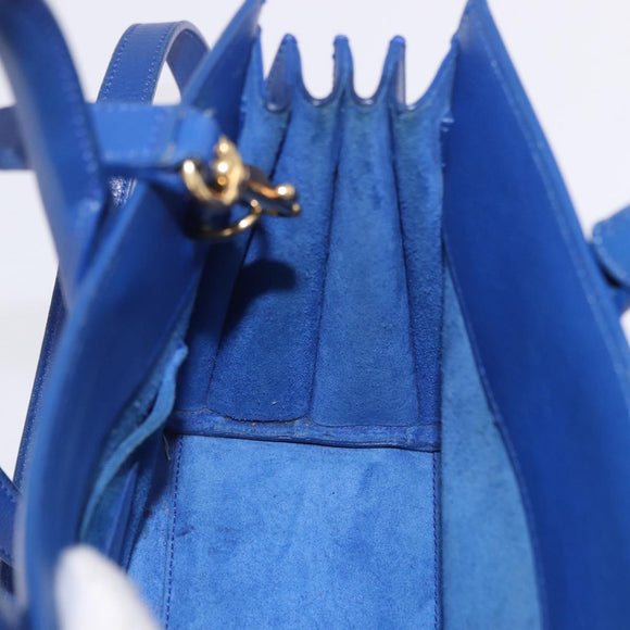 SAINT LAURENT Sac De Joule Nano Hand Bag Leather 2way Blue Gold Auth LN132V