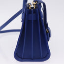 SAINT LAURENT Sac De Joule Nano Hand Bag Leather 2way Blue Gold Auth LN132V-5