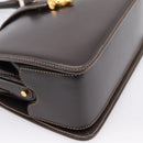 GUCCI Hand Bag Leather Brown Gold Auth LN133V-11