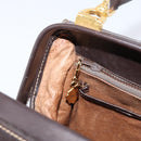 GUCCI Hand Bag Leather Brown Gold Auth LN133V-20