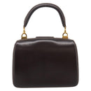 GUCCI Hand Bag Leather Brown Gold Auth LN133V-3