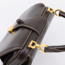 GUCCI Hand Bag Leather Brown Gold Auth LN133V-6