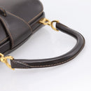 GUCCI Hand Bag Leather Brown Gold Auth LN133V-7