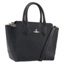 Vivienne Westwood Hand Bag Leather 2way Black Gold Auth LN142A-1