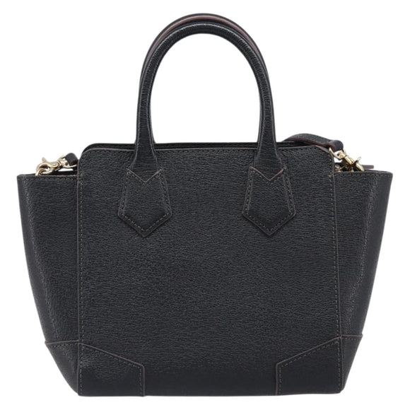 Vivienne Westwood Hand Bag Leather 2way Black Gold Auth LN142A