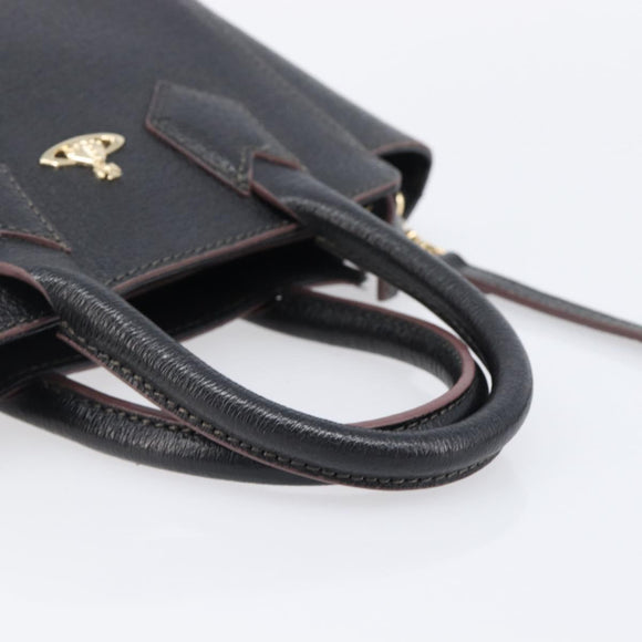 Vivienne Westwood Hand Bag Leather 2way Black Gold Auth LN142A