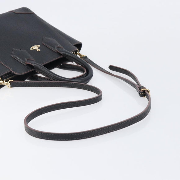 Vivienne Westwood Hand Bag Leather 2way Black Gold Auth LN142A