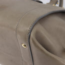 Salvatore Ferragamo Gancini Hand Bag Leather 2way Gray Gold Auth LN143-19