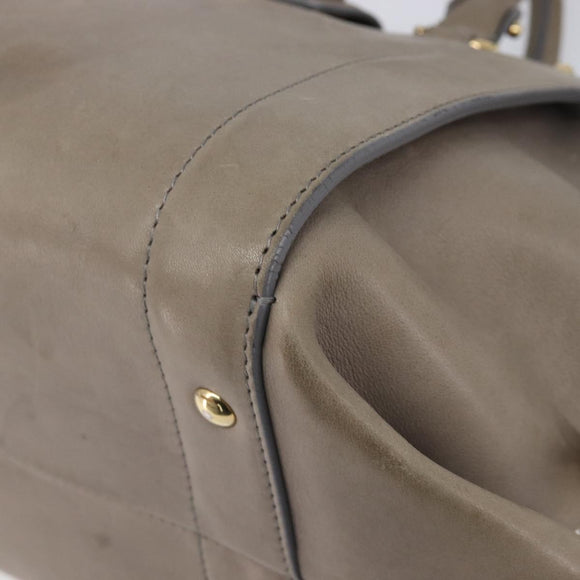 Salvatore Ferragamo Gancini Hand Bag Leather 2way Gray Gold Auth LN143