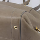 Salvatore Ferragamo Gancini Hand Bag Leather 2way Gray Gold Auth LN143-21