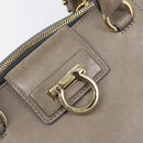 Salvatore Ferragamo Gancini Hand Bag Leather 2way Gray Gold Auth LN143-23