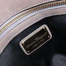 Salvatore Ferragamo Gancini Hand Bag Leather 2way Gray Gold Auth LN143-24