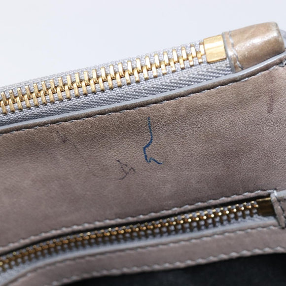 Salvatore Ferragamo Gancini Hand Bag Leather 2way Gray Gold Auth LN143