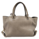 Salvatore Ferragamo Gancini Hand Bag Leather 2way Gray Gold Auth LN143-2