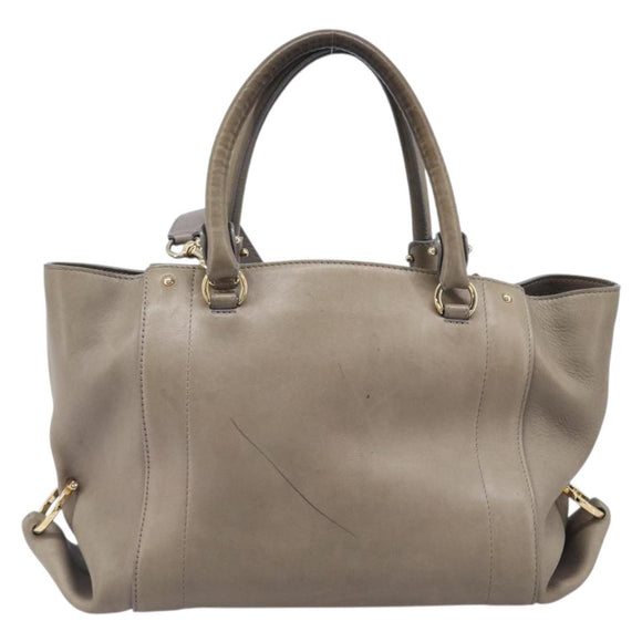 Salvatore Ferragamo Gancini Hand Bag Leather 2way Gray Gold Auth LN143