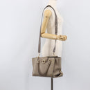 Salvatore Ferragamo Gancini Hand Bag Leather 2way Gray Gold Auth LN143-33