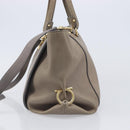 Salvatore Ferragamo Gancini Hand Bag Leather 2way Gray Gold Auth LN143-4