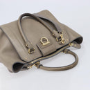 Salvatore Ferragamo Gancini Hand Bag Leather 2way Gray Gold Auth LN143-14