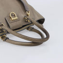 Salvatore Ferragamo Gancini Hand Bag Leather 2way Gray Gold Auth LN143-6
