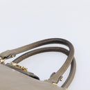 Salvatore Ferragamo Gancini Hand Bag Leather 2way Gray Gold Auth LN143-15