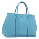 HERMES Garden Party PM Tote Bag Canvas Blue Silver Auth LN144M-1