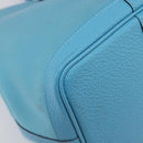 HERMES Garden Party PM Tote Bag Canvas Blue Silver Auth LN144M-14