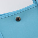 HERMES Garden Party PM Tote Bag Canvas Blue Silver Auth LN144M-17