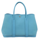 HERMES Garden Party PM Tote Bag Canvas Blue Silver Auth LN144M-2