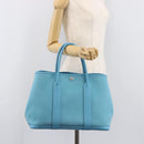 HERMES Garden Party PM Tote Bag Canvas Blue Silver Auth LN144M-23