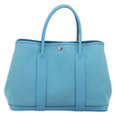 HERMES Garden Party PM Tote Bag Canvas Blue Silver Auth LN144M-3