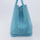 HERMES Garden Party PM Tote Bag Canvas Blue Silver Auth LN144M-5