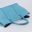 HERMES Garden Party PM Tote Bag Canvas Blue Silver Auth LN144M-6
