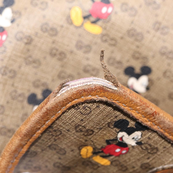 GUCCI Micro GG Supreme GUCCIxDisney Bag PVC Beige Gold 603898 Auth LN145