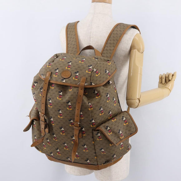 GUCCI Micro GG Supreme GUCCIxDisney Bag PVC Beige Gold 603898 Auth LN145