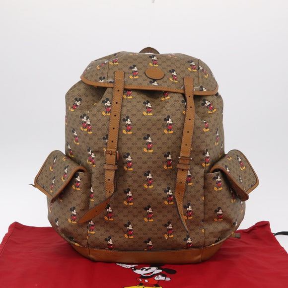 GUCCI Micro GG Supreme GUCCIxDisney Bag PVC Beige Gold 603898 Auth LN145