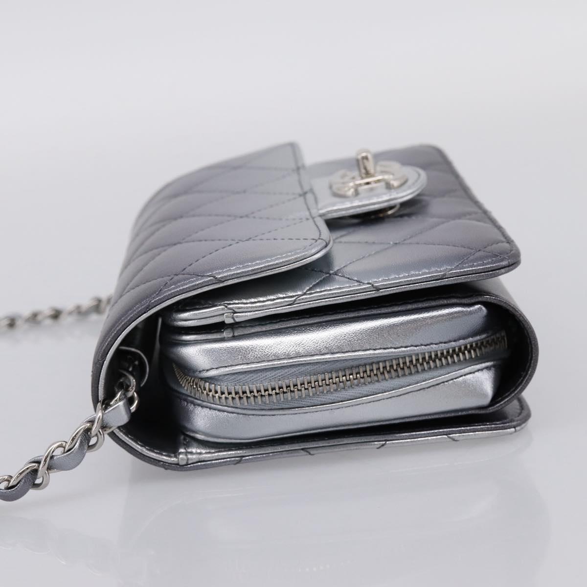 CHANEL Matelasse Like A Wallet Chain Bag Lamb Skin Green Gold CC