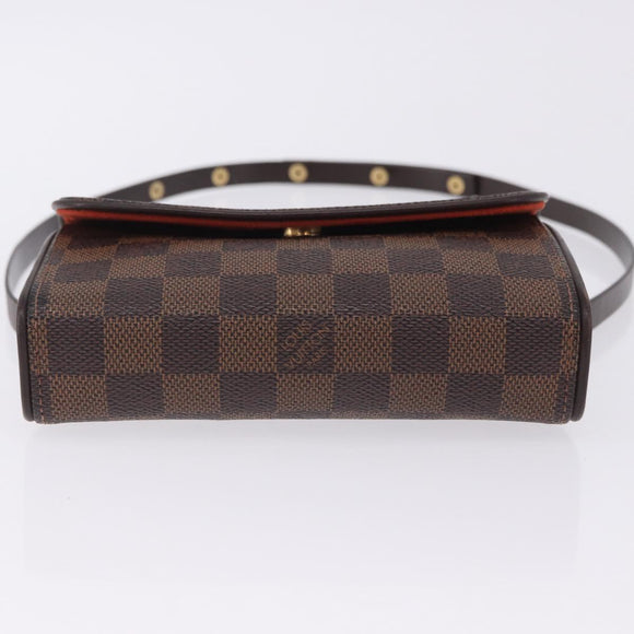 LOUIS VUITTON Damier Ebene Pochette Florentine Waist Bag N51856 LV Auth LN147V