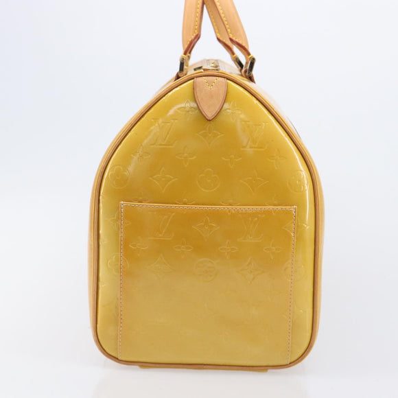 LOUIS VUITTON Monogram Vernis Mercer Boston Bag Beige M91000 LV Auth LN153