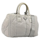 PRADA Nappa Bomber Hand Bag Leather 2way Gray Auth LN154-1