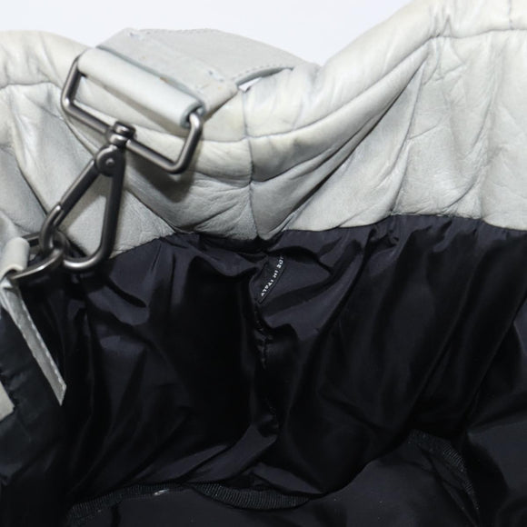 PRADA Nappa Bomber Hand Bag Leather 2way Gray Auth LN154