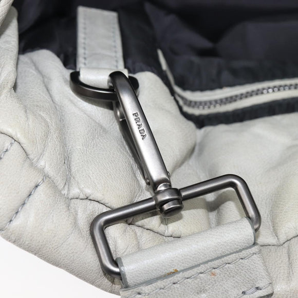 PRADA Nappa Bomber Hand Bag Leather 2way Gray Auth LN154
