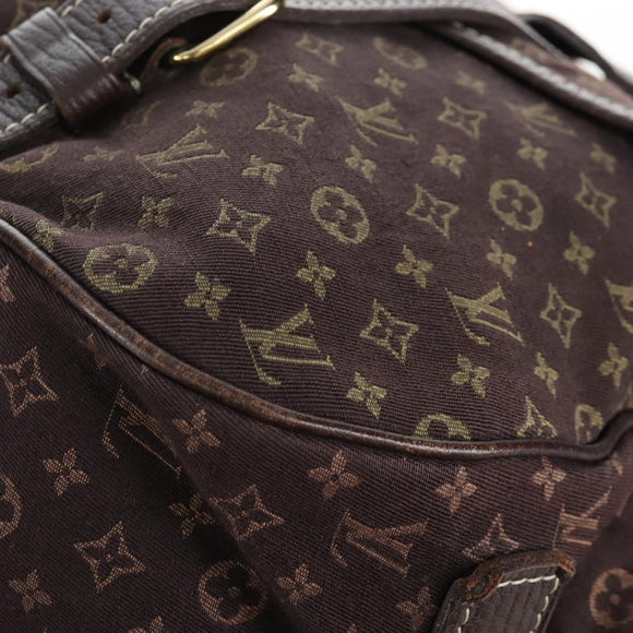 LOUIS VUITTON Monogram Mini Lin Saumur XL Shoulder Bag Ebene M95220 Auth LN158V
