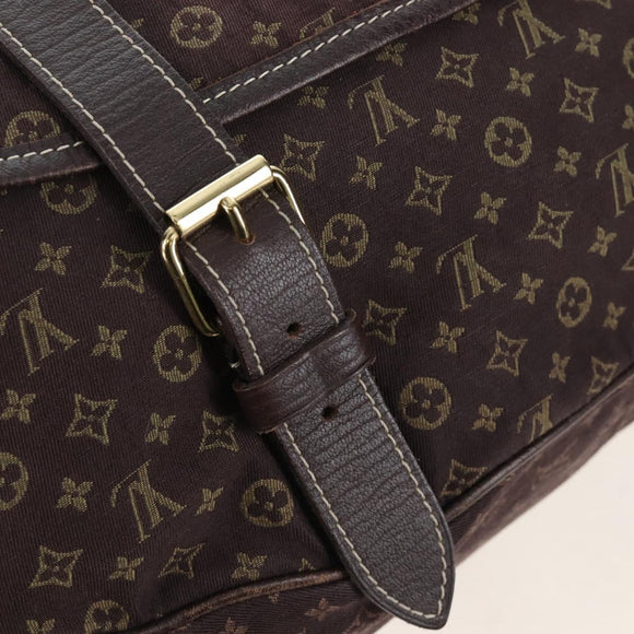 LOUIS VUITTON Monogram Mini Lin Saumur XL Shoulder Bag Ebene M95220 Auth LN158V