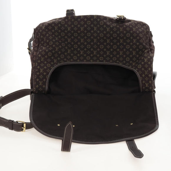 LOUIS VUITTON Monogram Mini Lin Saumur XL Shoulder Bag Ebene M95220 Auth LN158V