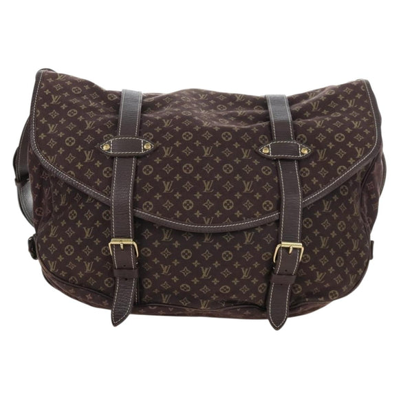 LOUIS VUITTON Monogram Mini Lin Saumur XL Shoulder Bag Ebene M95220 Auth LN158V