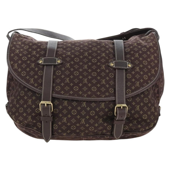 LOUIS VUITTON Monogram Mini Lin Saumur XL Shoulder Bag Ebene M95220 Auth LN158V