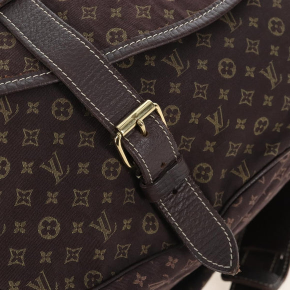 LOUIS VUITTON Monogram Mini Lin Saumur XL Shoulder Bag Ebene M95220 Auth LN158V