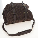 LOUIS VUITTON Monogram Mini Lin Saumur XL Shoulder Bag Ebene M95220 Auth LN158V-9