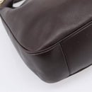 GUCCI Bamboo Shoulder Bag Leather 2way Dark Brown Gold 001 0166 1577 Auth LN160-19